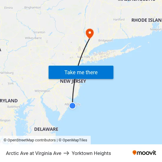 Arctic Ave at Virginia Ave to Yorktown Heights map