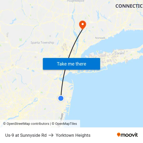 Us-9 at Sunnyside Rd to Yorktown Heights map