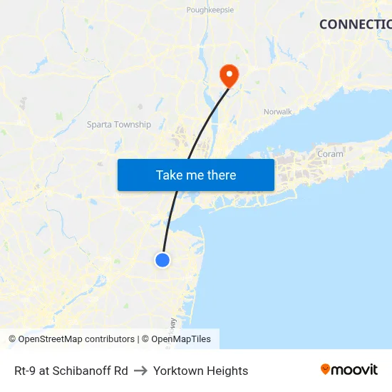 Rt-9 at Schibanoff Rd to Yorktown Heights map