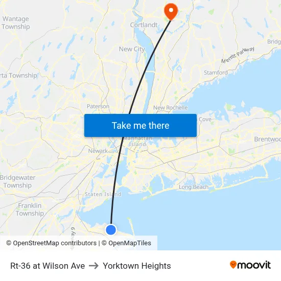 Rt-36 at Wilson Ave to Yorktown Heights map