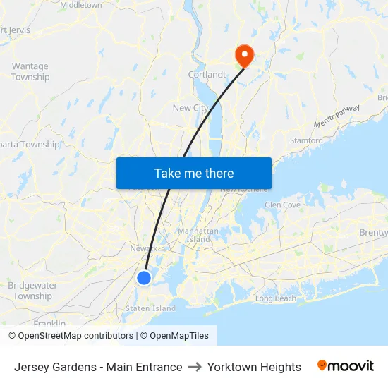 Jersey Gardens - Main Entrance to Yorktown Heights map