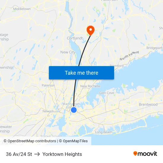 36 Av/24 St to Yorktown Heights map