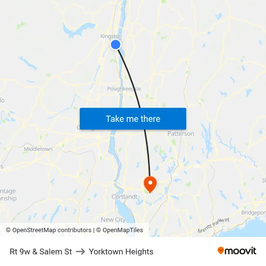 Rt 9w & Salem St to Yorktown Heights map