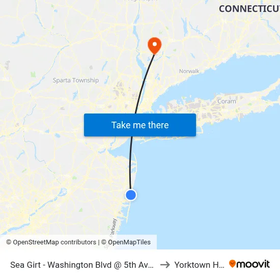 Sea Girt - Washington Blvd @ 5th Ave (Northbound) to Yorktown Heights map