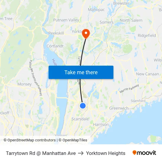 Tarrytown Rd @ Manhattan Ave to Yorktown Heights map