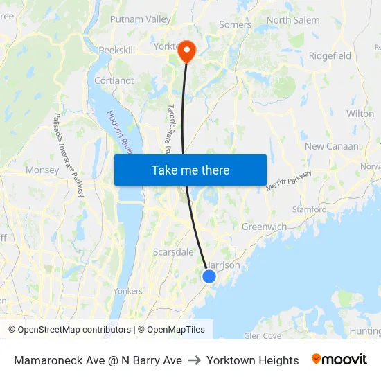 Mamaroneck Ave @ N Barry Ave to Yorktown Heights map