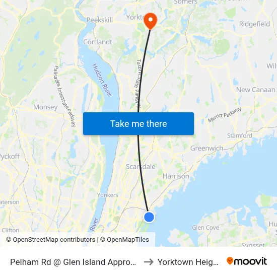Pelham Rd @ Glen Island Approach to Yorktown Heights map