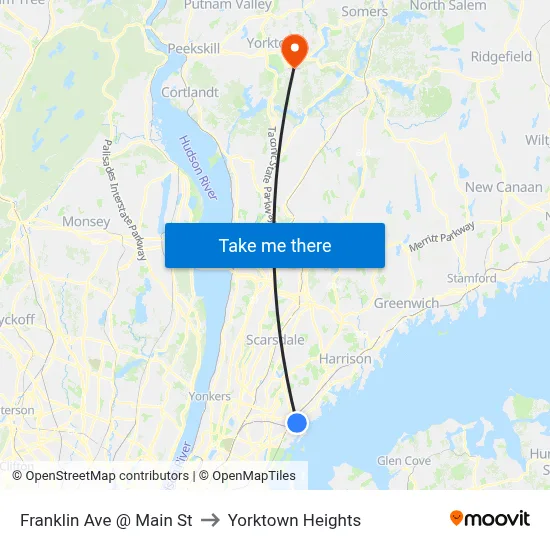 Franklin Ave @ Main St to Yorktown Heights map