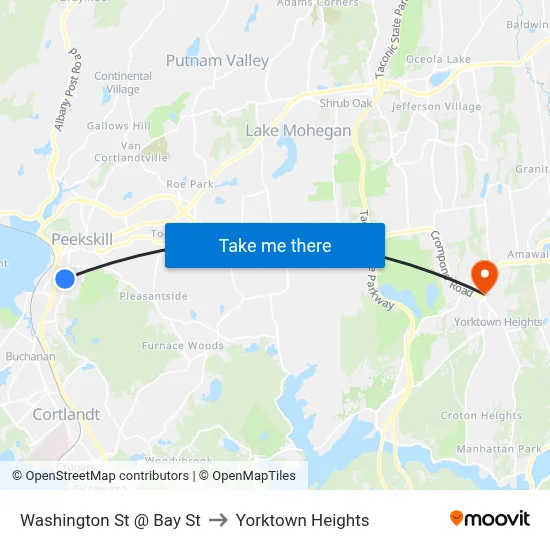 Washington St @ Bay St to Yorktown Heights map