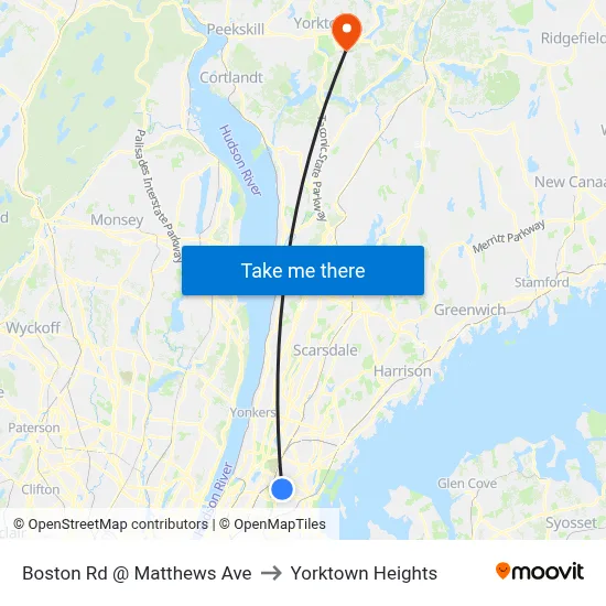 Boston Rd @ Matthews Ave to Yorktown Heights map