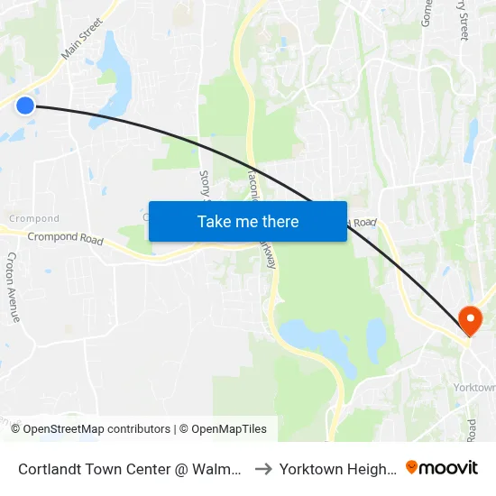 Cortlandt Town Center @ Walmart to Yorktown Heights map