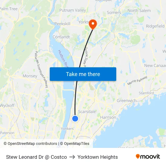 Stew Leonard Dr @ Costco to Yorktown Heights map