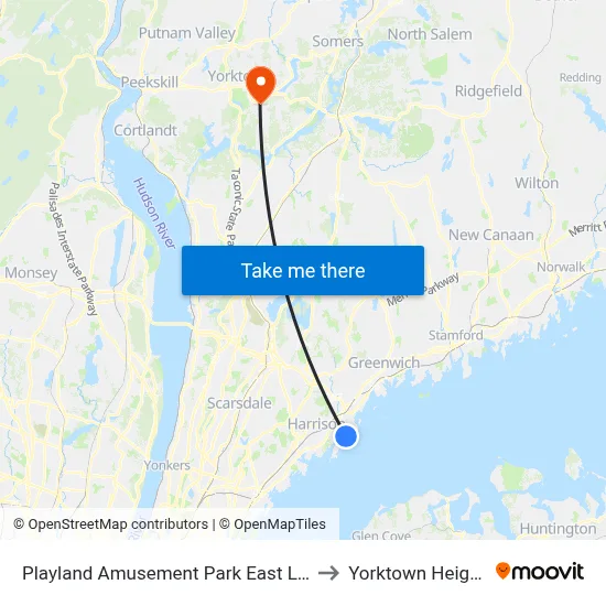 Playland Amusement Park East Lane to Yorktown Heights map