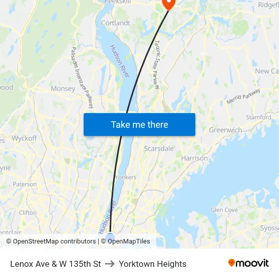 Lenox Ave & W 135th St to Yorktown Heights map