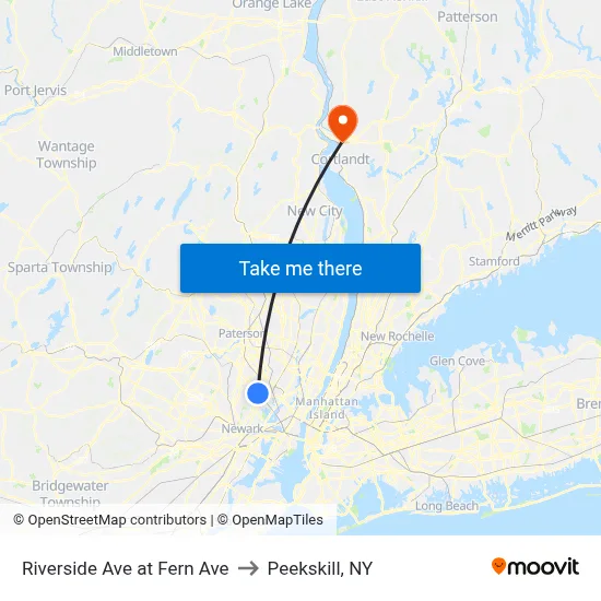 Riverside Ave at Fern Ave to Peekskill, NY map