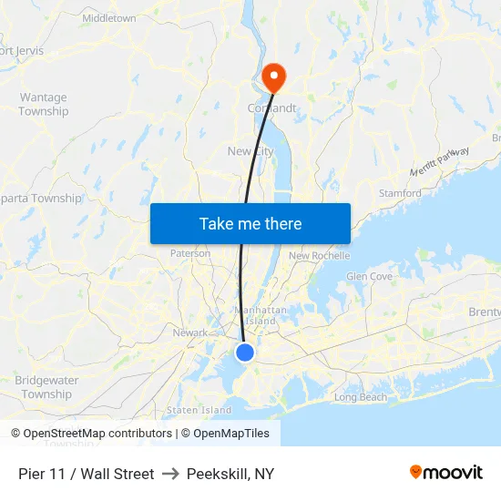 Pier 11 / Wall Street to Peekskill, NY map