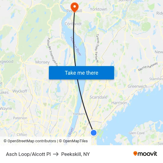 Asch Loop/Alcott Pl to Peekskill, NY map