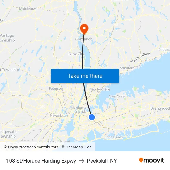 108 St/Horace Harding Expwy to Peekskill, NY map