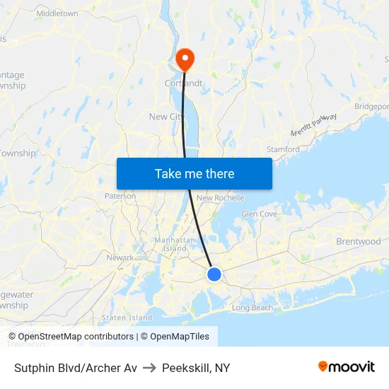 Sutphin Blvd/Archer Av to Peekskill, NY map