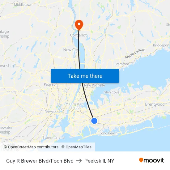 Guy R Brewer Blvd/Foch Blvd to Peekskill, NY map
