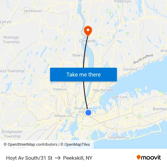 Hoyt Av South/31 St to Peekskill, NY map