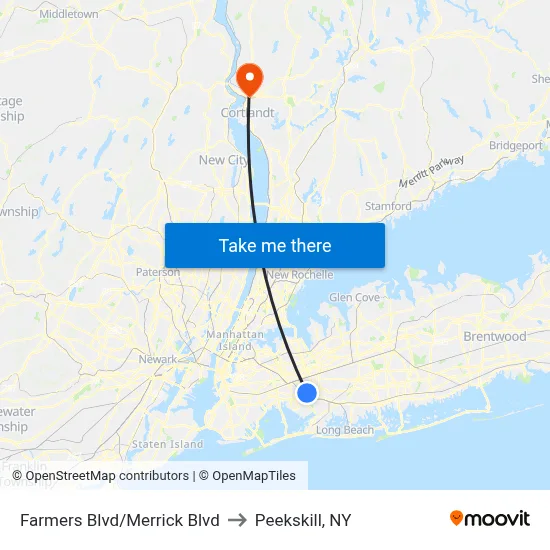 Farmers Blvd/Merrick Blvd to Peekskill, NY map