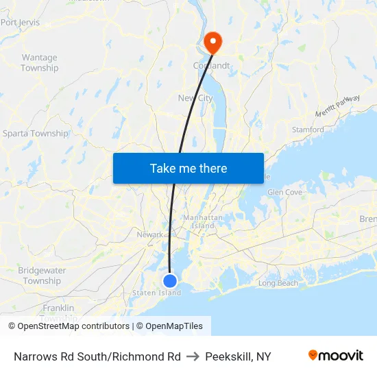 Narrows Rd South/Richmond Rd to Peekskill, NY map