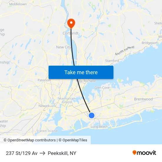 237 St/129 Av to Peekskill, NY map