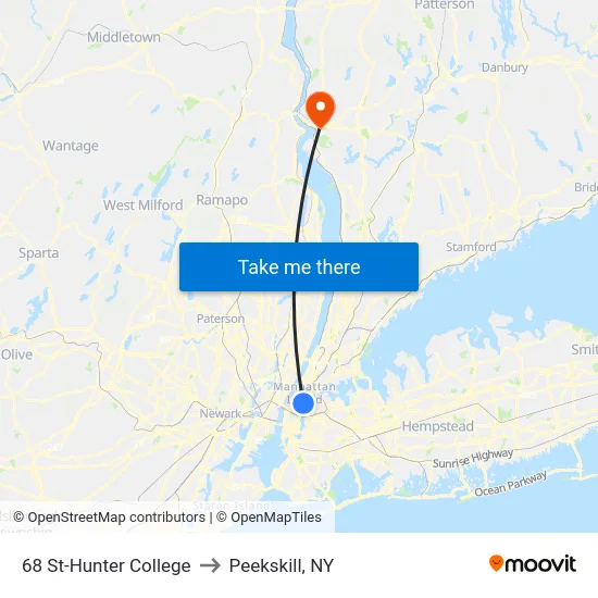 68 St-Hunter College to Peekskill, NY map