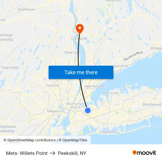 Mets- Willets Point to Peekskill, NY map