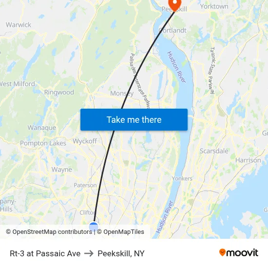 Rt-3 at Passaic Ave to Peekskill, NY map