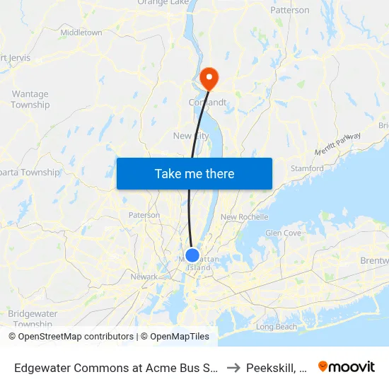 Edgewater Commons at Acme Bus Stop to Peekskill, NY map