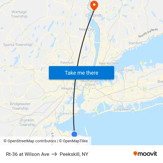 Rt-36 at Wilson Ave to Peekskill, NY map