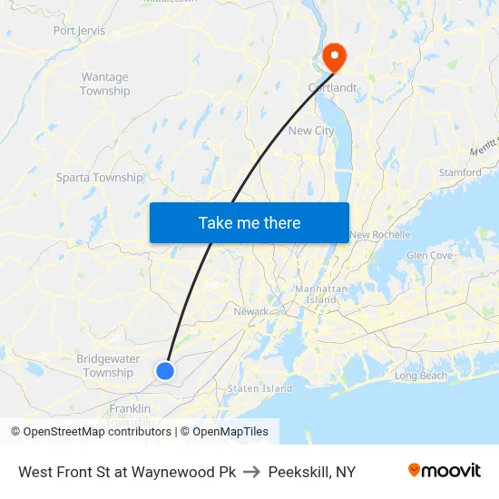 West Front St at Waynewood Pk to Peekskill, NY map
