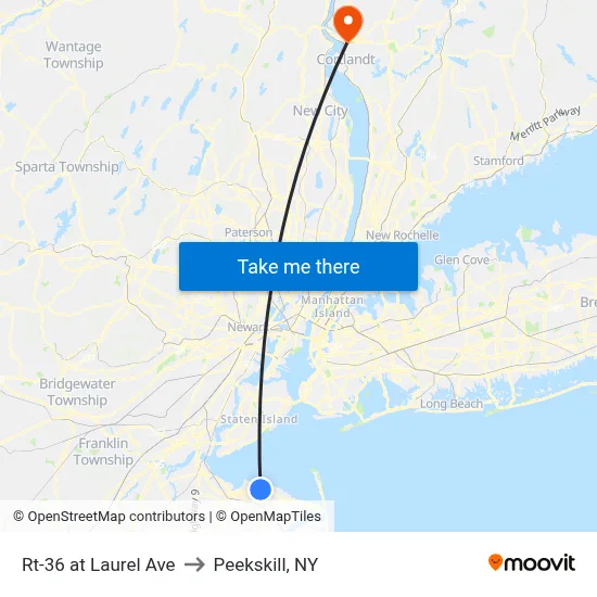 Rt-36 at Laurel Ave to Peekskill, NY map