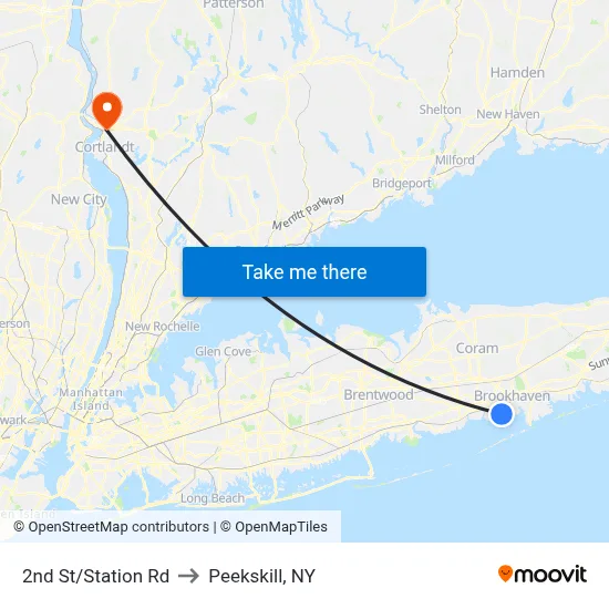 2nd St/Station Rd to Peekskill, NY map