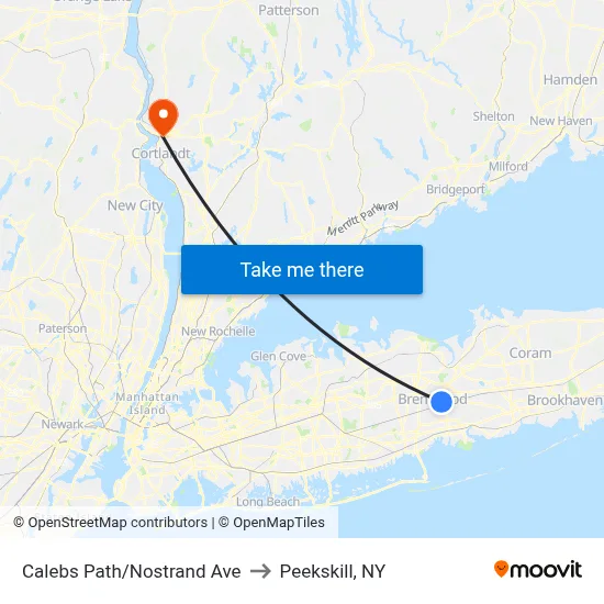 Calebs Path/Nostrand Ave to Peekskill, NY map