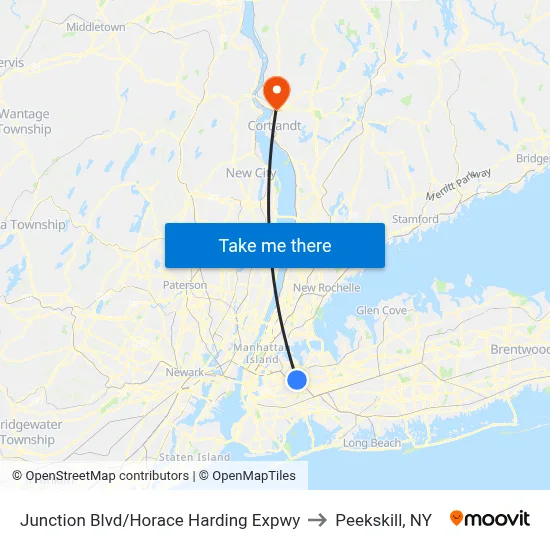 Junction Blvd/Horace Harding Expwy to Peekskill, NY map