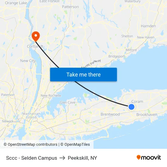 Sccc - Selden Campus to Peekskill, NY map