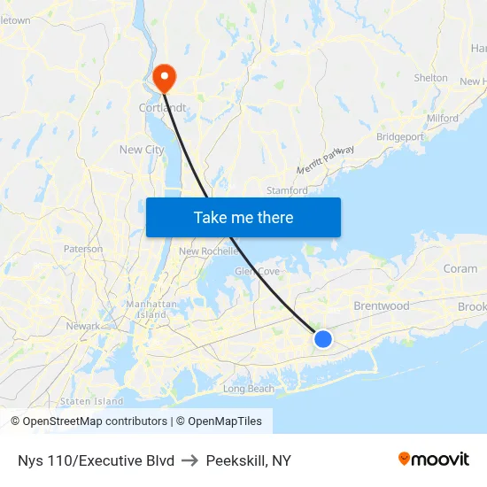 Nys 110/Executive Blvd to Peekskill, NY map