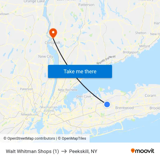 Walt Whitman Shops (1) to Peekskill, NY map