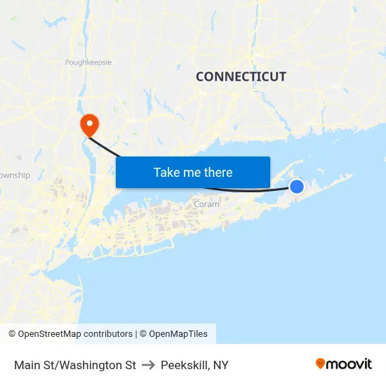 Main St/Washington St to Peekskill, NY map