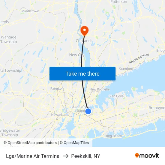 Lga/Marine Air Terminal to Peekskill, NY map