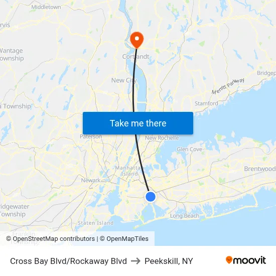 Cross Bay Blvd/Rockaway Blvd to Peekskill, NY map