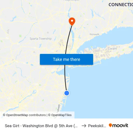 Sea Girt - Washington Blvd @ 5th Ave (Northbound) to Peekskill, NY map