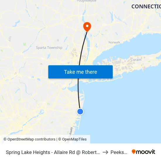 Spring Lake Heights - Allaire Rd @ Robertson Park (Southbound) to Peekskill, NY map