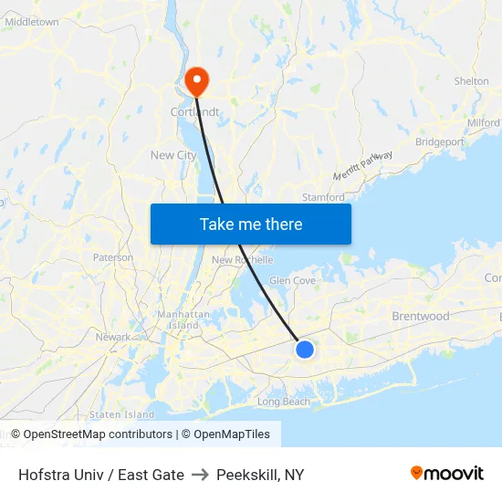 Hofstra Univ / East Gate to Peekskill, NY map