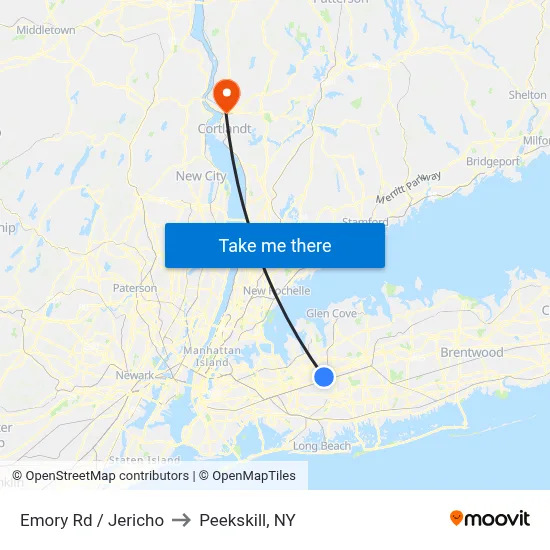 Emory Rd / Jericho to Peekskill, NY map