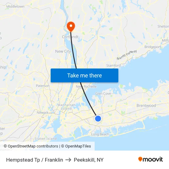 Hempstead Tp / Franklin to Peekskill, NY map