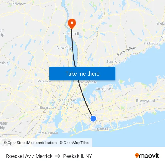 Roeckel Av / Merrick to Peekskill, NY map
